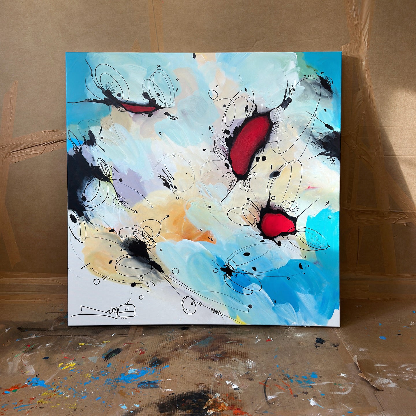 Blotted Cream | 100 x 100 cm