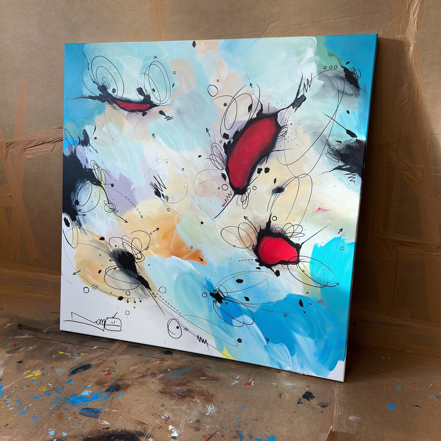 Blotted Cream | 100 x 100 cm
