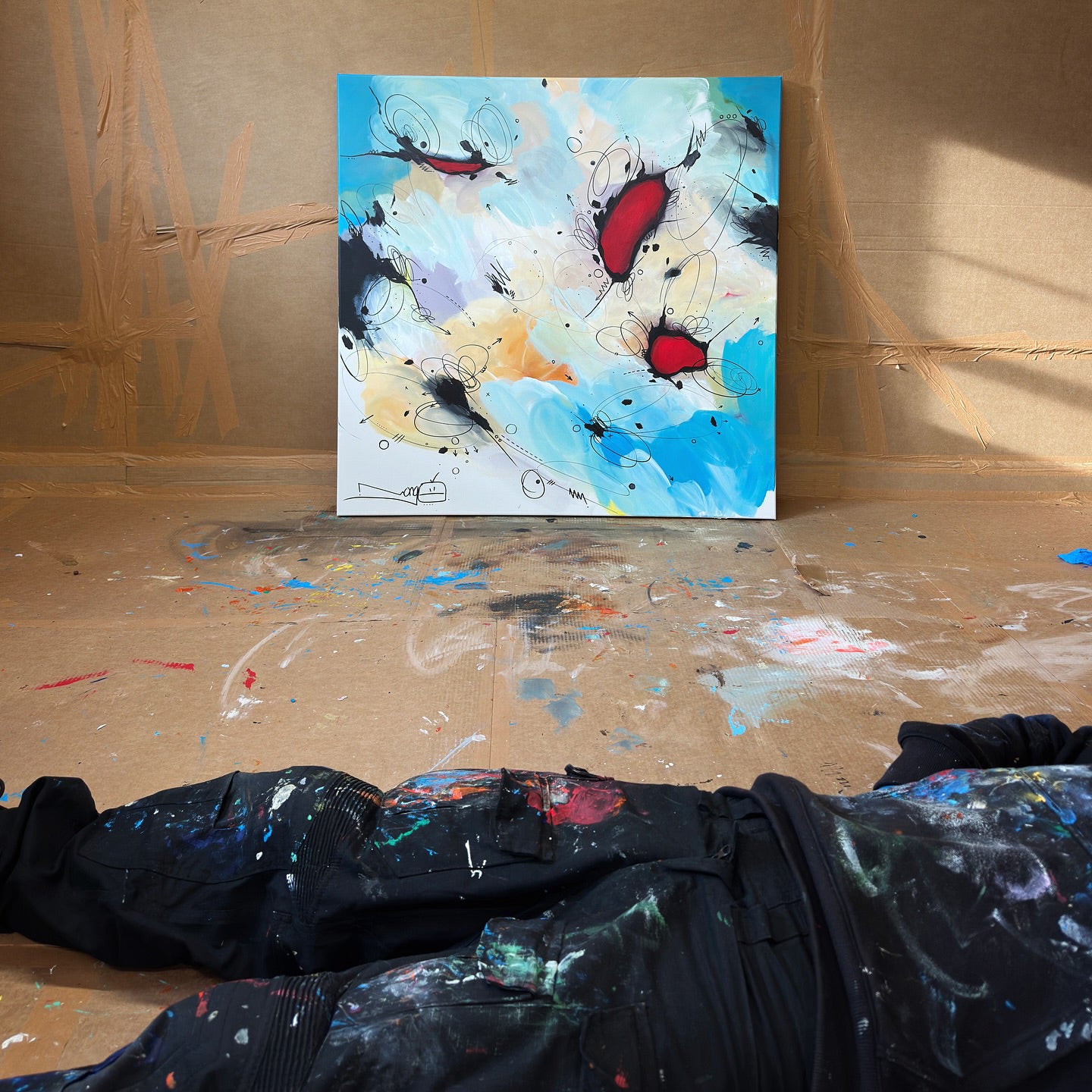 Blotted Cream | 100 x 100 cm